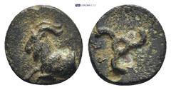 GREEK DYNASTS OF LYCIA. Perikles, circa 380-360 BC. AE (Bronze, 11mm, 1.0 g). Forepart of goat left Rev: Triskeles.
