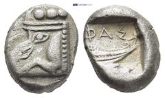 GREEK LYCIA. Phaselis. Third-stater (Circa 500-440 BC). (3.55 Gr. 13mm.) Prow of galley left in the form of forepart of boar. Rev. Stern of galley right within incuse square.