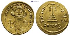 BYZANTINE Constans II AV Solidus Constans II (642-668). AV Solidus Constantinople. (4.46 Gr. 20mm.) Bust facing, with long beard and moustache, wearing crown and chlamys, holding globus cruciger. Rev.