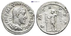 ROMAN IMPERIAL Maximinus I Thrax. A.D. 235-238. AR denarius (19mm, 2.8 g). Rome mint, struck A.D. 236. IMP MAXIMINVS PIVS AVG, laureate, draped and cuirassed bust of Thrax right, seen from behind / P 