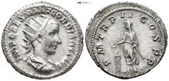 ROMAN IMPERIAL Gordian III, 238-244. Antoninianus (27mm, 4.0 g), Rome, 239-240. IMP CAES M ANT GORDIANVS AVG Radiate, draped and cuirassed bust of Gordian III to right, seen from behind. Rev. P M TR P