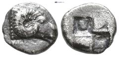 GREEK Troas, Kebren AR Diobol. Troas, Kebren AR Diobol. c. 5th. (1 Gr. 9mm.) Head of ram right. Rev. Four-part incuse square.