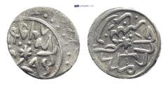 ISLAMIC Ottoman Empire. Mehmed II Fatih ('the Conqueror'), Second Reign, AH 855-886 / AD 1451-1481. AR, Akce or Akçe. (0.8 g. 11.0 mm)