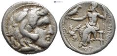 GREEK Kingdom of Macedon. Alexander III 'the Great' AR Drachm.(15mm, 4.2 g) Kingdom of Macedon. Alexander III 'the Great' AR Drachm. Teos, circa 323-319 BC. Head of Herakles wearing lion's skin right 