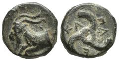 GREEK DYNASTS of LYCIA. Perikles. Circa 380-360 BC. Æ (9mm, 1.6 g). Forepart of goat left / Triskeles.