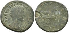 ROMAN IMPERIAL Marcus Aurelius. 161-180 AD. Rome.Sestertius.AE (32mm, 22.5 g) AVRELIVS CAESAR AVG P II F; Bust of Marcus Aurelius, bare-headed, draped, curiassed, right Rev: TR POT XV COS III S C; Mar