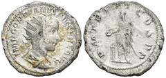 ROMAN IMPERIAL Gordian III, 238 - 244 AD Silver Antoninianus, Rome Mint, (22mm, 3.6 g) Obverse: IMP CAES GORDIANVS PIVS AVG, Radiate, draped and cuirassed bust of Gordian right. Reverse: P M TR P II C