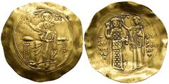BYZANTINE JOHN II COMNENUS (1118-1143). GOLD Hyperpyron. (30mm, 4.28 g) Constantinople. Obv: IC - XC. Christ Pantokrator seated facing on throne. Rev: Iω ΔЄCΠOT Tω Π / ΦV PO ΓЄ (NH) T. John standing f
