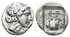GREEK LYCIA, Lycian League, Masikytes. Late 30s BC. AR Hemidrachm (1.90 Gr. 13mm.). Laureate head of Apollo Rev. Lyre.