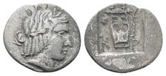 GREEK Lycia. Kragos. Lycian League circa 48-42 BC. Hemidrachm AR (1 Gr. 14mm.) Laureate head of Apollo right Rev. K - P, lyre within incuse square.
