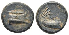 GREEK Lycia, Phaselis AE (16mm, 5,84 g) ca 250-221/0 BC. Obv: Prow of galley right. Rev: ΦΑΣΗ,Stern of galley left.