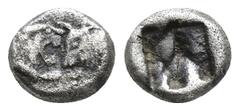 GREEK KINGS of LYDIA. Time of Kroisos. Circa 561-546 BC. AR Twelfth Siglos (0.83 gm). KINGS of LYDIA. Time of Kroisos. Circa 561-546 BC. AR Twelfth Siglos (7mm, 0.9 g). Confronted foreparts of lion an