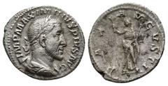 ROMAN IMPERIAL Maximinus I 'Thrax'. A.D. 235-238. AR denarius (20mm, 2.8 g). Rome, A.D. 235/6. IMP MAXIMINVS PIVS AVG, laureate, draped and cuirassed bust of Maximinus I right / PAX AVGVSTI, Pax stand
