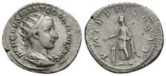 ROMAN IMPERIAL Gordian III, 238 - 244 AD Silver Antoninianus, Rome Mint, (21mm, 3.9 g) Obverse: IMP CAES GORDIANVS PIVS AVG, Radiate, draped and cuirassed bust of Gordian right. Reverse: P M TR P II C