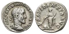 ROMAN IMPERIAL Maximinus I Thrax AD 235-238. Struck circa AD 235-236. Rome Denarius AR (18mm, 3.4 g). IMP MAXIMINVS PIVS AVG, laureate, draped and cuirassed bust of Maximinus I right / PROVIDE-NTIA AV