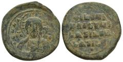 BYZANTINE Anonymous. Class A2. Time of Basil II and Constantine VIII (ca. AD 976-1035). AE follis (31mm, 16.1 g). Constantinople. + ЄMMA-NOVHΛ, bust of Christ facing, wearing nimbus cruciger with two 