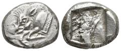 GREEK DYNASTS OF LYCIA. Uncertain dynast, Circa 520-470/60 BC. Stater (17mm, 9.3 g), uncertain mint, c. 500 BC. Forepart of wild boar to left, dotted ornaments around shoulder and on the truncation. R