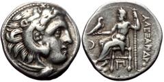 Greek Kings of Macedon, Alexander III 'the Great', AR Drachm, (Silver,3.97 g 18 mm).336-323 BC. Kolophon. Kings of Macedon, Alexander III 'the Great', AR Drachm, (Silver,3.97 g 18 mm).336-323 BC. Kolo
