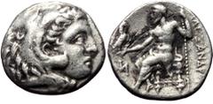 Greek Kings of Macedon, Alexander III 'the Great', AR Drachm, (Silver, 3.31 g 17 mm), 336-323 BC. Miletos. Kings of Macedon, Alexander III 'the Great', AR Drachm, (Silver, 3.31 g 17 mm), 336-323 BC. M