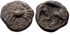 Greek Thraco-Macedonian Region, Eion, AR Hemiobol? (Silver, 0.24 g 5 mm), Circa 530-510 BC. Thraco-Macedonian Region, Eion, AR Hemiobol? (Silver, 0.24 g 5 mm), Circa 530-510 BC. Obv: Crab. Rev: Incuse