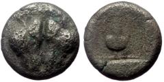 Greek Lesbos, Uncertain mint, Bl Hemiobol. (Billon, 1.08 g 9 mm), Circa 500-450 BC. Lesbos, Uncertain mint, Bl Hemiobol. (Billon, 1.08 g 9 mm), Circa 500-450 BC. Obv: Confronted boars heads; above M. 