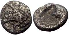 Greek Ionia, Phokaia. AR Hemiobol, (Silver, 0.31 g 6 mm),Circa 521-478 BC. Ionia, Phokaia. AR Hemiobol, (Silver, 0.31 g 6 mm),Circa 521-478 BC. Obv: Head of griffin left. Rev: Quadripartite incuse squ