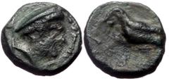 Greek Lycia, Termessos, AE, (Bronze, 1.20 g 11 mm), 1st century BC. Lycia, Termessos, AE, (Bronze, 1.20 g 11 mm), 1st century BC. Obv: Head of Hermes to right, wearing petasos. Rev: [TEP-MHΣΣ], Eagle 