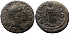 Roman Provincial Lydia, Acrasus. Septimius Severus. AE. (Bronze, 3.33 g. 18 mm.) 193-211 AD. Lydia, Acrasus. Septimius Severus. AE. (Bronze, 3.33 g. 18 mm.) 193-211 AD. Obv: AVTOK CЄBHPOC. Head of Sep