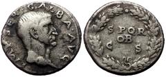 Roman Imperial Galba (68-69) AR Denarius, Rome. Galba (68-69) AR Denarius, Rome. Obv: IMP SER GALBA AVG, Head bare right. Rev: SPQR / OB / C S in three lines within oak wreath. Ref: RIC 167. Year: 68-