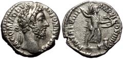 Roman Imperial Commodus (177-192). AR, Denarius. (Silver, 3.24 g. 18 mm.) Rome. Commodus (177-192). AR, Denarius. (Silver, 3.24 g. 18 mm.) Rome. Obv: M COMMODVS ANTON AVG PIVS. Head of Commodus, laure