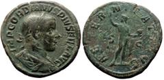 Roman Imperial Gordian III (238-244). AE, Sestertius. (Bronze, 17.71 g. 31 mm.) Rome. Gordian III (238-244). AE, Sestertius. (Bronze, 17.71 g. 31 mm.) Rome. Obv: IMP GORDIANVS PIVS FEL AVG. Laureate, 