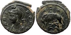 Roman Imperial Constantine I (307-337). AE, Follis. (Bronze, 2.47 g. 18 mm.) Uncertain mint. Constantine I (307-337). AE, Follis. (Bronze, 2.47 g. 18 mm.) Uncertain mint. Obv: VRBS ROMA. Mantled bust 
