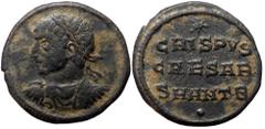 Roman Imperial Crispus as Caesar (316-326). AE, Follis. (Bronze, 5.70 g. 20 mm.) Antioch mint, 2nd officina. Crispus as Caesar (316-326). AE, Follis. (Bronze, 5.70 g. 20 mm.) Antioch mint, 2nd officin