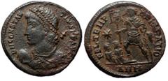 Roman Imperial Constantius II (337-361). AE, Follis. (Bronze, 4.89 g. 20 mm.) Antioch. Constantius II (337-361). AE, Follis. (Bronze, 4.89 g. 20 mm.) Antioch. Obv: D N CONSTAN-TIVS P F AVG. Pearl-diad