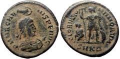 Roman Imperial Arcadius (383-408). AE, Nummus. (Bronze, 5.27 g. 24 mm.) Cyzicus. Arcadius (383-408). AE, Nummus. (Bronze, 5.27 g. 24 mm.) Cyzicus. Obv: D N ARCADIVS P F AVG. Bust of Arcadius, pearl-di