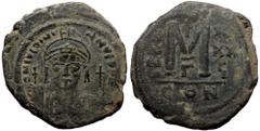 Byzantine Justinian I. AE, Follis. (Bronze, 19.44 g. 34 mm.) Constantinople. 527-565 AD. Justinian I. AE, Follis. (Bronze, 19.44 g. 34 mm.) Constantinople. 527-565 AD. Obv: DN IVSTINIANVS PP A[VG], he