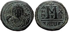 Byzantine Maurice Tiberius, AE, Follis, (Bronze, 11.73 g. 29 mm.) Theoupolis (Antioch) 582-602 AD. Maurice Tiberius, AE, Follis, (Bronze, 11.73 g. 29 mm.) Theoupolis (Antioch) 582-602 AD. Obv: D N mAЧ