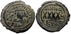 Byzantine Phocas. AE, follis. (Bronze, 11.47 g. 30 mm.) Cyzicus. 602-610 AD. Phocas. AE, follis. (Bronze, 11.47 g. 30 mm.) Cyzicus. 602-610 AD. Obv: DN FOCAS [PERP AVG], crowned, mantled bust facing, 
