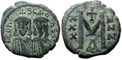 Byzantine Leo III and Constantine V. AE, Follis. (Bronze, 4.91 g, 21 mm) Constantinople. 717-741 AD. Leo III and Constantine V. AE, Follis. (Bronze, 4.91 g, 21 mm) Constantinople. 717-741 AD. Obv: LEO
