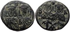Byzantine Leo IV the Khazar with Constantine VI, AE, Follis. (Bronze, 4.93 g. 24 mm.) Constantinople. 775-780 AD. Leo IV the Khazar with Constantine VI, AE, Follis. (Bronze, 4.93 g. 24 mm.) Constantin