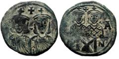 Byzantine Leo IV the Khazar with Constantine VI, AE, Follis. (Bronze, 5.73 g. 23 mm.) Constantinople. 775-780 AD. Leo IV the Khazar with Constantine VI, AE, Follis. (Bronze, 5.73 g. 23 mm.) Constantin