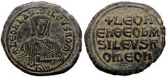 Byzantine Leo VI. AE, Follis. (Bronze, 9.55 g. 28 mm) Constantinople. 886-912 AD. Leo VI. AE, Follis. (Bronze, 9.55 g. 28 mm) Constantinople. 886-912 AD. Obv: LEON bASILEVS ROM. Crowned bust facing wi