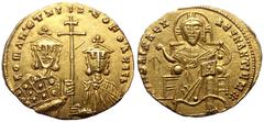 Byzantine Constantine VII with Romanus I and Christopher, AV, Solidus (Gold, 4.47 g. 21 mm) Constantinople. 913-959 AD. Constantine VII with Romanus I and Christopher, AV, Solidus (Gold, 4.47 g. 21 mm