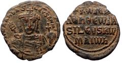 Byzantine Constantine VII Porphyrogenitus with Romanus I, AE, Follis. (Bronze, 5.25 g. 27 mm.) Constantinople. 913-959 AD. Constantine VII Porphyrogenitus with Romanus I, AE, Follis. (Bronze, 5.25 g. 
