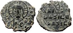 Byzantine Anonymous. Class A2. Basil II and Constantine VIII, AE, Follis. (Bronze, 5.42 g. 24 mm.) Constantinopole. Anonymous. Cla Anonymous. Class A2. Basil II and Constantine VIII, AE, Follis. (Bron