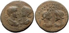Roman Provincial coins Cilicia, Seleuceia ad Calycadnum AE (Bronze, 25.88g, 38mm) Gordian III, with Tranquillina (238-244) Obv: M ANTΩNIOC ΓOPΔIANOC CЄ KAI CABINIAN TRANKVΛΛINAN CЄB, Radiate, draped, 