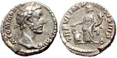 Roman Imperial coins Commodus (177-192) AR Denarius (Silver, 3.45g, 18mm) Roma, 181 Obv: M COMMODVS AN-TONINVS AVG, laureated head right. Rev: TR P VI IMP - IIII COS III P P, Annona standing lef holdi