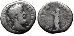 Roman Imperial coins *Rare* Pertinax (193) AR Denarius (20mm, 2.54g, 18mm). Rome Obv: IMP CAES P HELV PERTIN AVG, laureate head right Rev: PROVID DEOR COS II, Providentia, draped, standing left, raisi