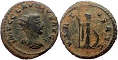 Roman Imperial coins Claudius II Gothicus (268-270) AE Antoninianus (Bronze, 20mm, 3.62g) Antioch, early to mid 270. Obv: IMP C CLAVDIVS AVG Radiate and draped and bust of Claudius Gothicus to right. 