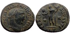 Roman Imperial coins Maximinus Daia (310-313). AE, Follis. (Bronze, 4.11 g. 21mm.) Antioch. Obv: IMP C GAL VAL MAXIMINVS P F AVG. Head of Maximinus Daia, laureate, right. Rev: GENIO AVGVSTI, Z, ANT. G
